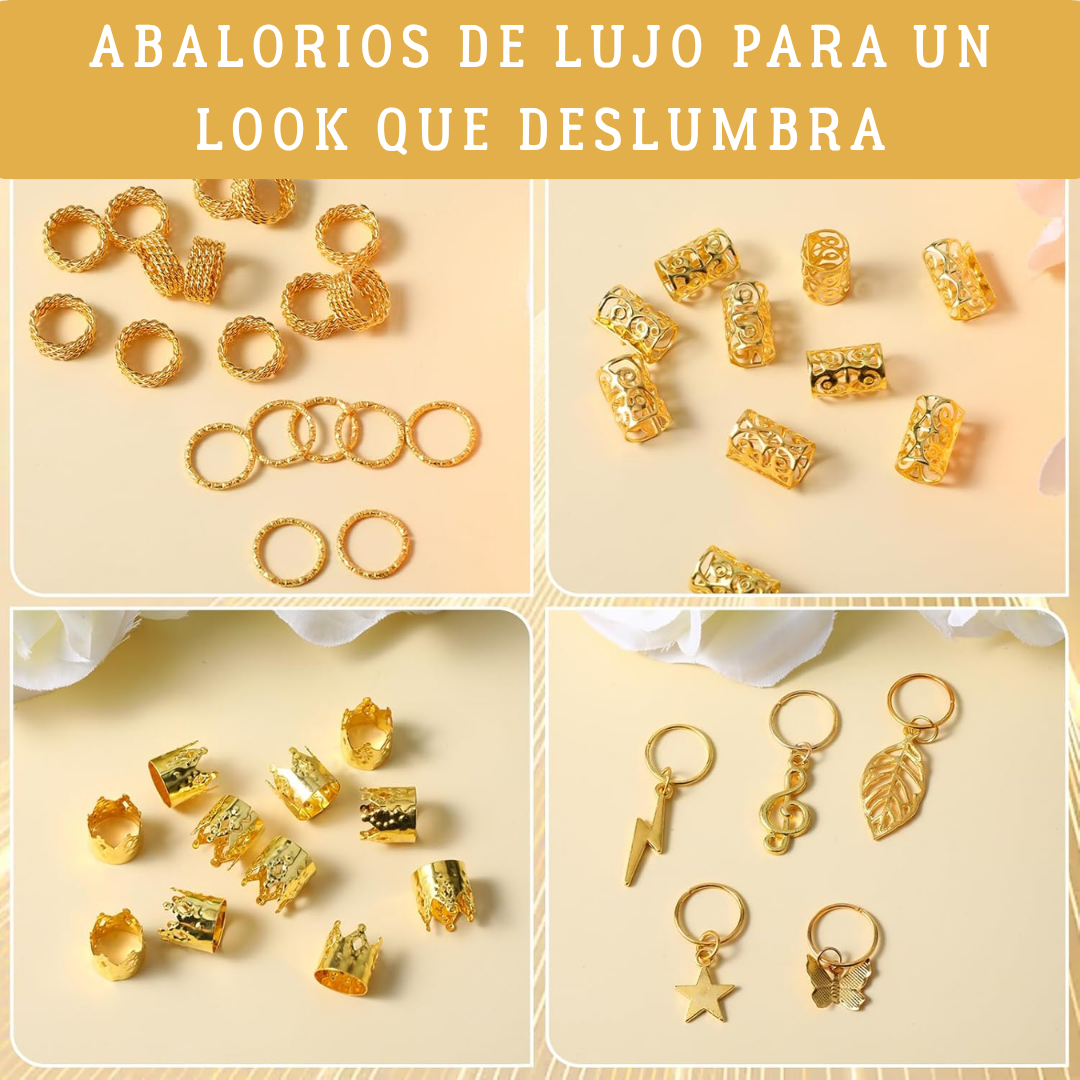 275 Pcs ABALORIOS PARA TRENZAS DORADOS