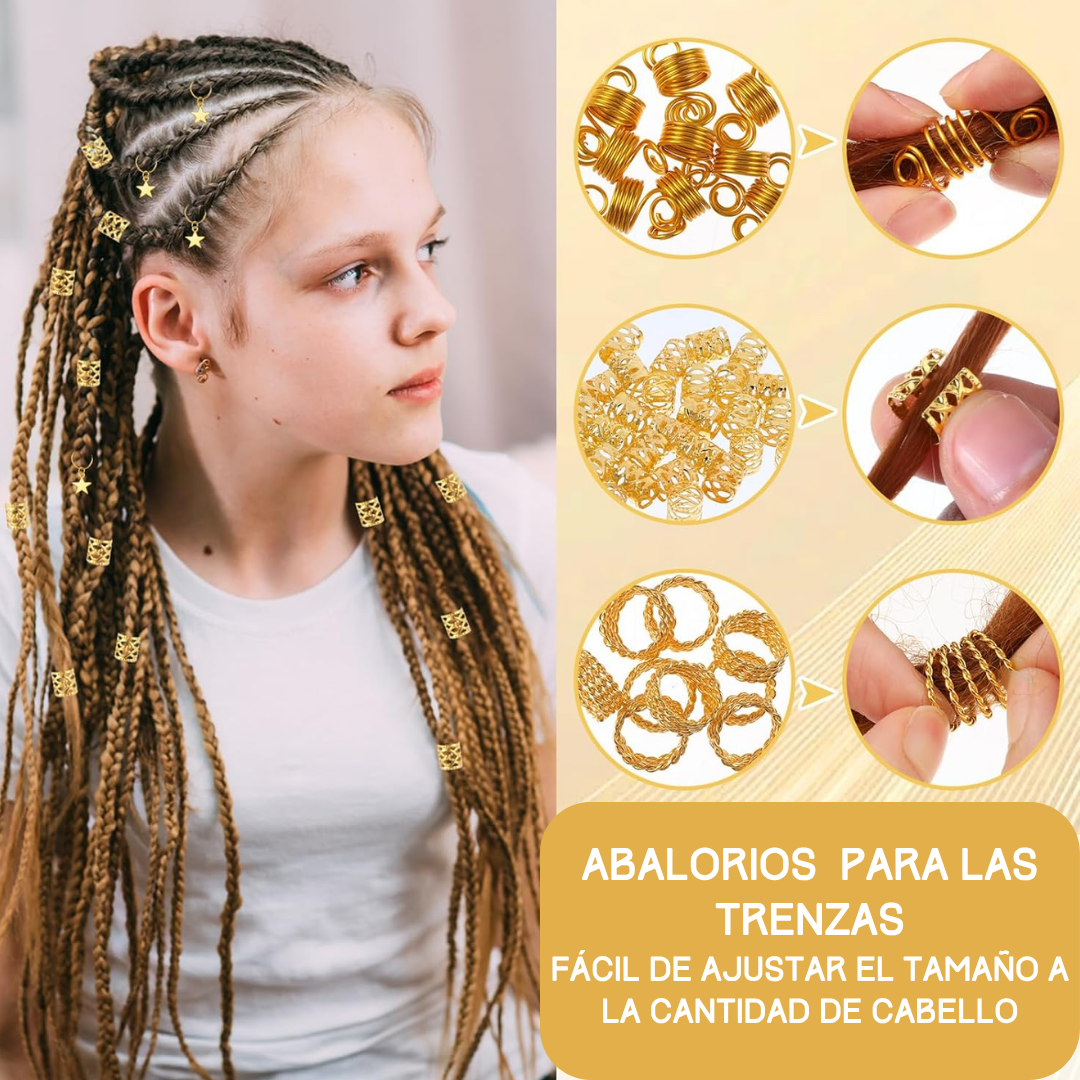 275 Pcs ABALORIOS PARA TRENZAS DORADOS