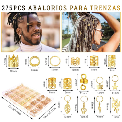 275 Pcs ABALORIOS PARA TRENZAS DORADOS